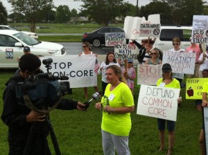 Florida Parents Against Common Core protest at a national meeting discussing the standards in June in Orlando.