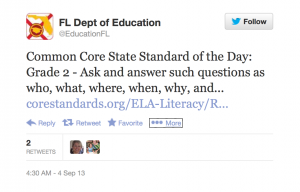 The Florida Department of Education is tweeting out a Common Core State Standard each day.