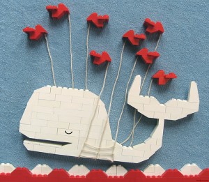 The famed Twitter fail whale, made with Legos.