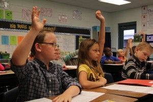 Students in Casi Adkinson's third grade class at West Defuniak Elementary participate in a math lesson. 