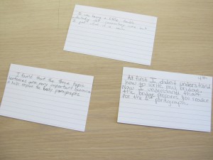 Each day, Dawn Norris’ students fill out notecards about what they learned in class.