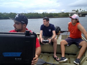 Ivan Bertaska, Anderson Lebadd and Edoardo Sarda run their robotic boat through the motions on the Intracoastal Waterway near Dania Beach.