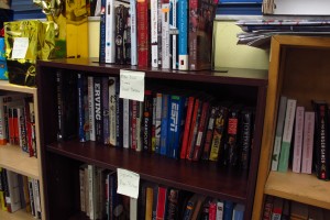 Some of the books in Daniel Dickey's classroom library.