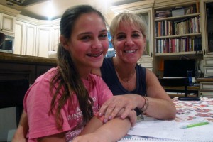 Jessica Knopf and her daughter, Natasha, after a homework session.