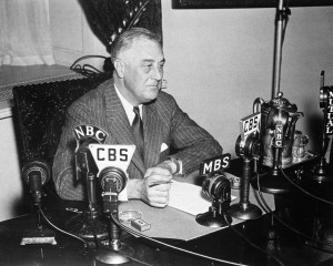 Pres. Franklin Roosevelt broadcasts from the White House in May 1939.