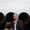 President Barack Obama visited an Oklahoma pipe yard on Thursday and pledged his support for the southern portion of the Keystone pipeline project.