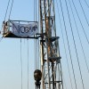 "Nobama" banner affixed to the top of a drilling rig near downtown Oklahoma City.
