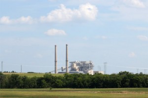 Oklahoma Gas & Electric's coal-fired Sooner Plant near Red Rock, Okla.