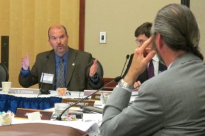 OWRB Executive Director J.D. Strong (left) addresses members of the water board at its Oct. 23 meeting.