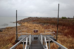 A grounded boat dock at Canton Lake, where Oklahoma City got billions of gallons of water in early 2013.