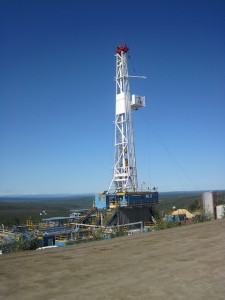 A horizontal drilling rig.
