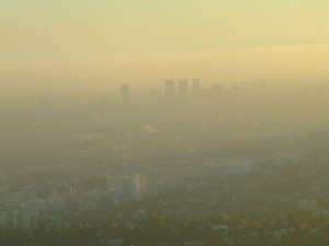 Ozone is a major contributor to smog, seen here blanketing Los Angeles.