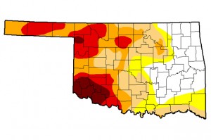The December 30, 2014 update of the U.S. Drought Monitor for Oklahoma.