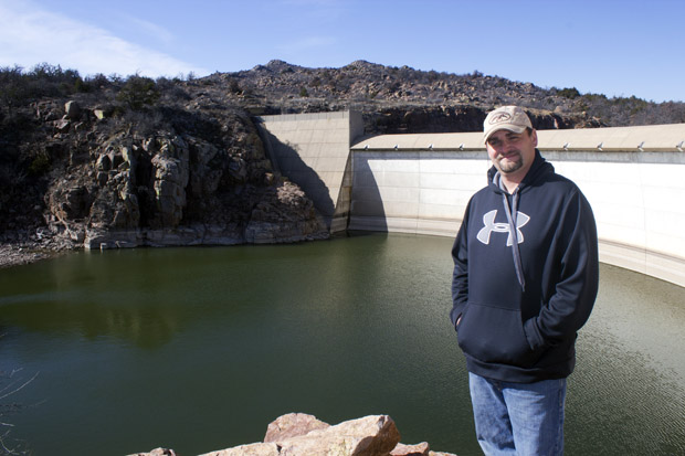 Will Archer, manager of the Mountain Park Master Conservancy District, at the Tom Steed Reservoir dam. 