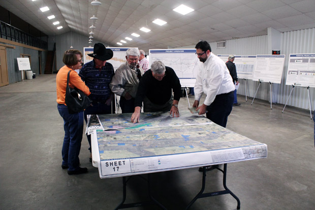 Panhandle residents pouring over maps showing possible routes for the Plains and Eastern Clean Line Project, which, if approved, would funnel wind power from Oklahoma to the southeastern U.S. power grid.