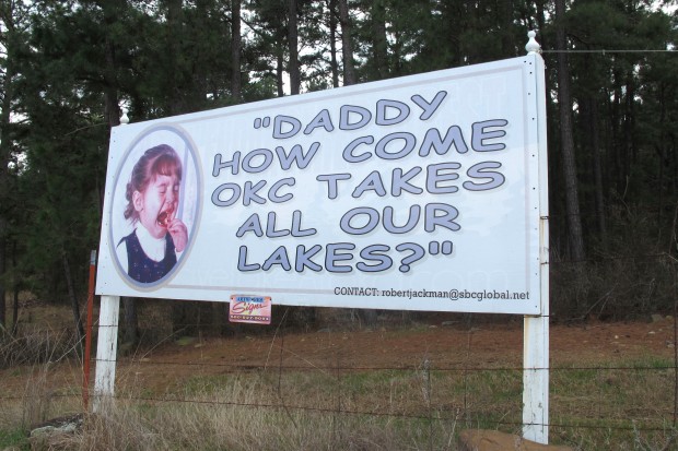 A sign along Oklahoma Highway 43 near Sardis Lake. 