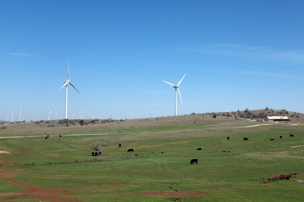 The Blue Canyon Wind Farm and the Kerr family farm in southwest Oklahoma.