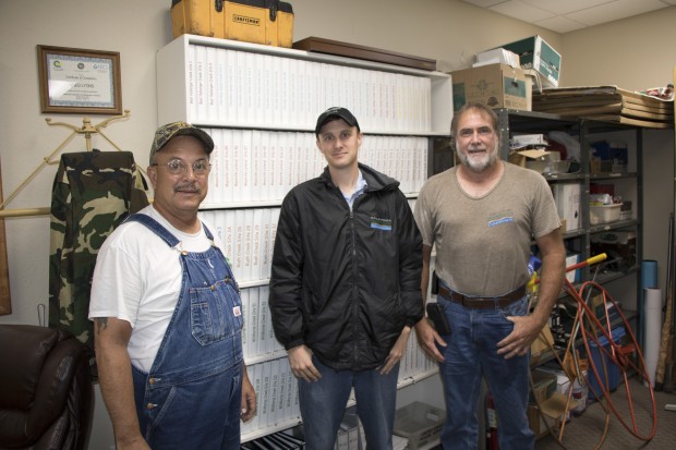 From left: The Oklahoma Conservation Commission's Greg Lyons, Robert Hathorne, and Dennis Boney at the conservation district office in Pauls Valley, Okla.