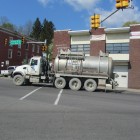 A truck drives through Towanda, Bradford County
