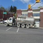 A truck drives through Towanda, Bradford County