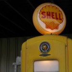 An antique Shell gasoline pump at an Ohio oil and gas museum