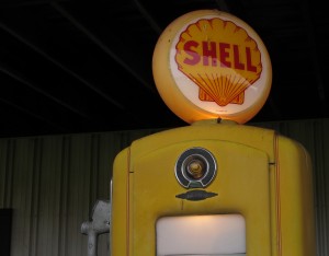 An antique Shell gasoline pump at an Ohio oil and gas museum