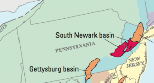 The South Newark Basin stretches from New Jersey down into Bucks and Montgomery Counties.