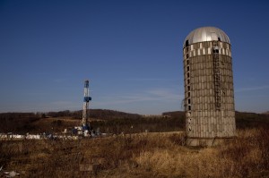 A natural gas well in a rural field near Canton in Bradford County.