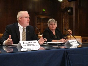 National Association of Royalty Owners (NARO) President Doug Sikes testifying before a Senate committee on gas royalty payments.