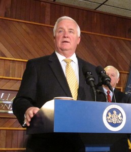 Gov. Corbett promoting the Marcellus Shale earlier this year in Williamsport, Pennsylvania.
