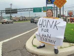 Naomi Scher, of Cherry Hill, NJ, protests outside the headquarters of TD Bank on Rt. 70 East in Cherry Hill. The bank is a major investor TransCanada, the energy company sponsoring the controversial expansion of the Keystone XL Pipeline.