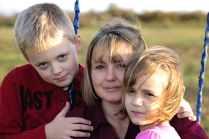 Stephanie Hallowich with her two children. A court order forbids the children from speaking about fracking or Marcellus Shale for the rest of their lives.