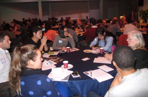 Audience members participated in small group sessions to come up with their own questions about what drives the health of the Delaware River watershed. 