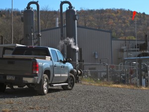 A Williams compressor station pumps natural gas into the Tennessee Pipeline on Ron and Anne Teel's property.