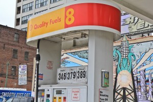 A Shell station at 12th and Vine Streets in Philadelphia offers gasoline mixed with corn-based ethanol and features a mural paying homage to corn. 