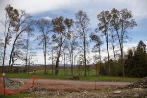 Farmland and trees surround a Cabot Oil & Gas fracking site in Harford Township, Pa. 