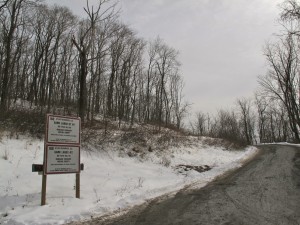 The entrance to the Chevron well pad where a natural gas well exploded in Dunkard Township, Greene County. 