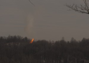 A fire broke out on a Chevron natural gas well pad in Dunkard Township, Greene County, Pa. early Tuesday morning. The flames are dying down, but one well continues to burn. 
