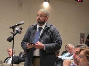 West Goshen resident Azim Siddiqui speaks at a forum about a proposed pump station for Sunoco Logistics' Mariner East pipeline. 