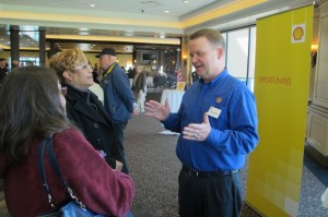 Shell construction manager Ken Conly talks about the ethane cracker project at a public meeting.