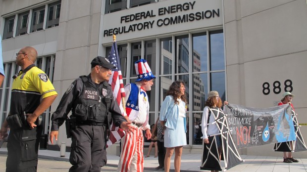 Twenty-four protesters were arrested for blocking a public passageway outside the Washington D.C. headquarters of the Federal Energy Regulatory Commission.