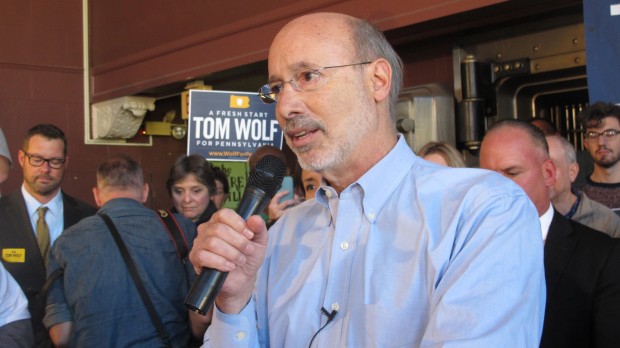 Democratic gubernatorial candidate Tom Wolf at a campaign stop in Harrisburg.