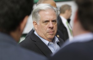Larry Hogan, Republican candidate for Maryland governor, speaks with the media, Monday, Nov. 3, 2014, in Baltimore. Maryland voters will choose a successor to Maryland Gov. Martin O'Malley, who is term-limited, Nov. 4. 