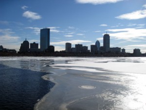 An icy view of Boston. New England electric rates are projected to spike by 30 to 50 percent this winter.