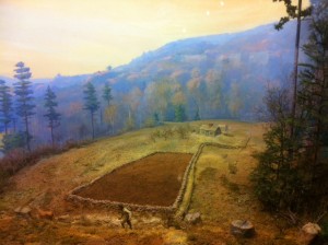 A photo of a diorama at the Harvard Forest showing land use by European settlers.