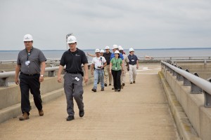 Dominion employees and future leaders tour the offshore loading pier at Cove Point.