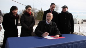 Gov. Tom Wolf signs an executive order reinstating the moratorium on new leases for oil and gas development in state parks and forests. The event took place at Benjamin Rush State Park in Northeast Philadelphia. 