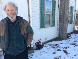 Anti-fracking activist Jeremy Alderson outside his home in Hector, N.Y.