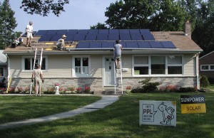 n this undated photo provided by Tami and Randy Wilson, solar panels are installed on the Harrisburg, Pa. home of the Wilson's. When their utility announced a 30 to 40 percent rate increase, the Wilsons installed solar panels which provided their 1,500 square foot ranch home with all of its needs. Between the monthly utility savings, government subsidies, solar renewable energy certificates and carbon credits, the Wilson's expect to pay off their $58,000 solar system in six years. 