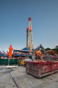 A natural gas rig in the Tioga State Forest. Critics of a zoning change in Middlesex Township fear more rigs like this will be built in previously residential areas.